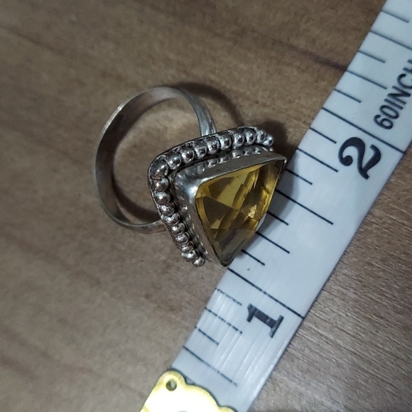 VINTAGE Stamped Sterling Silver Morganite Ring Size 9 - Picture 4 of 7